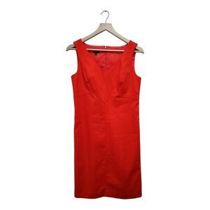 NWOT 6P Talbots  Red/Orange Midi Dress Cotton & Spandex Stretch Lined‎